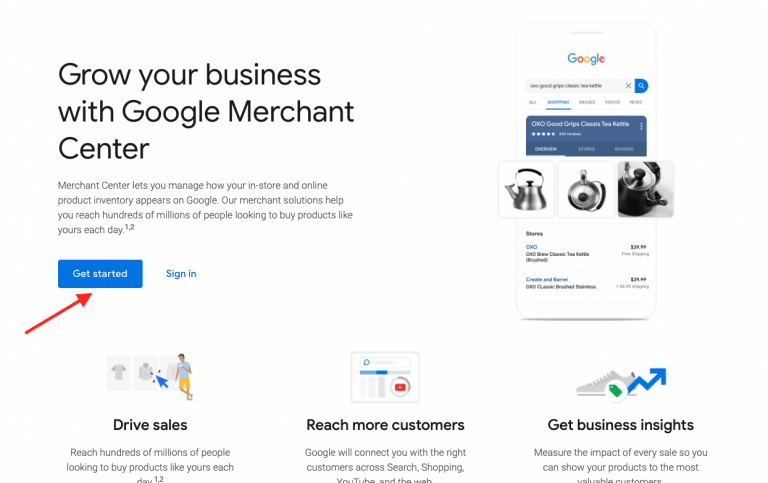 sign up for your google merchant center account